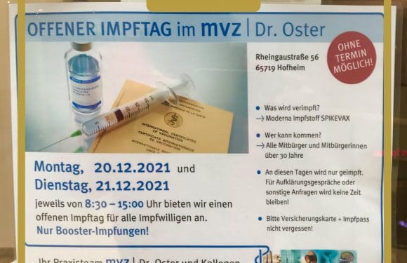 OFFENER IMPFTAG IM MVZ IN HOFHEIM. BEI DR. OSTER.